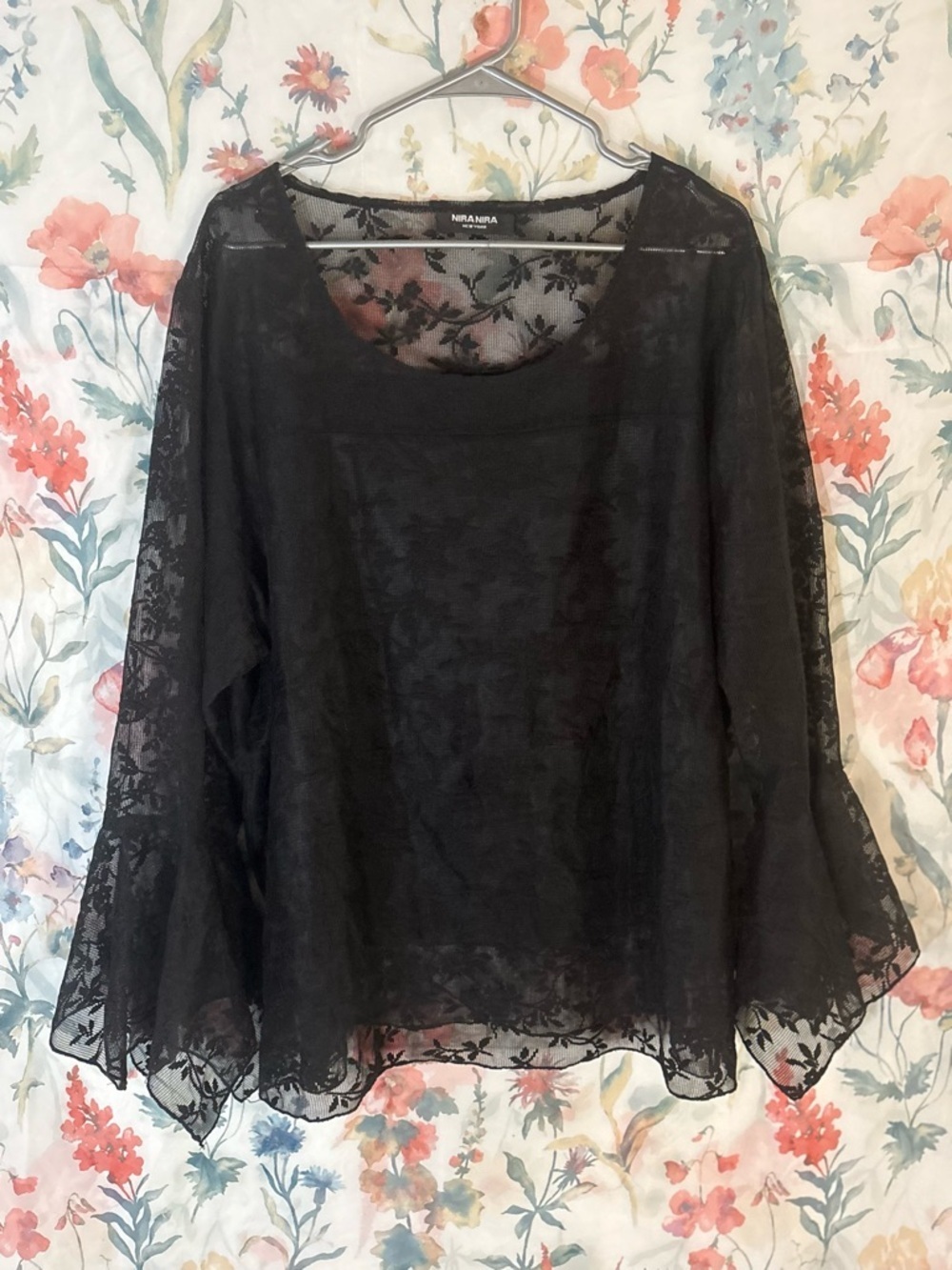 Vintage Nira Nira Black Lace Overlay Women’s Blouse